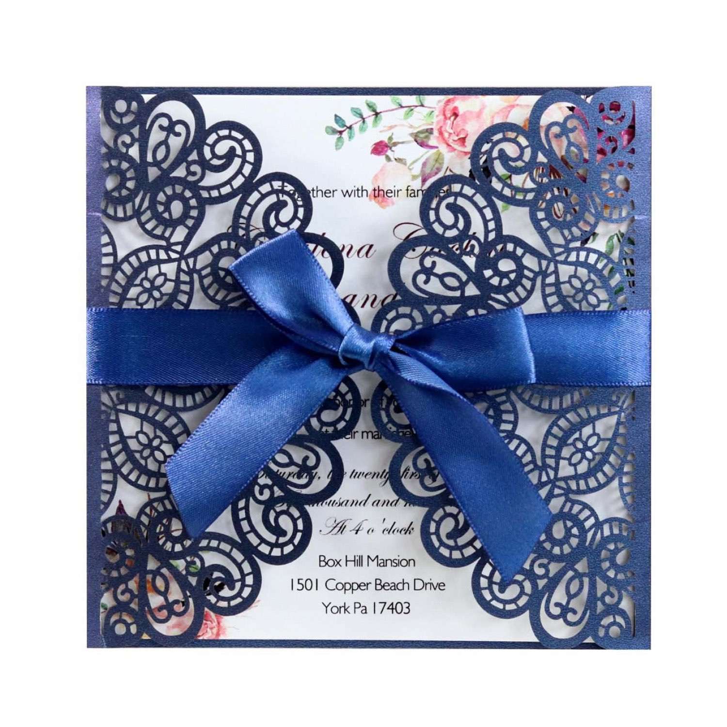 Laser Cut Wedding Invitation Card Peacock Lace Card